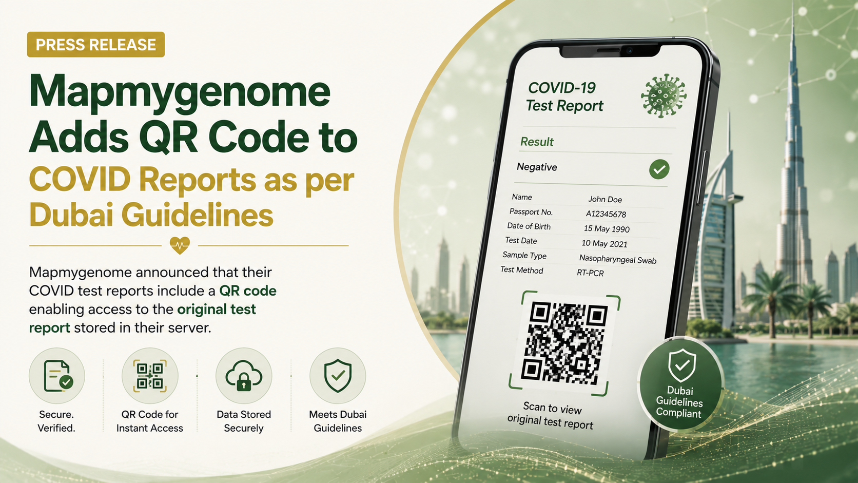 Press Release: Mapmygenome Adds QR Code to COVID Reports as per Dubai