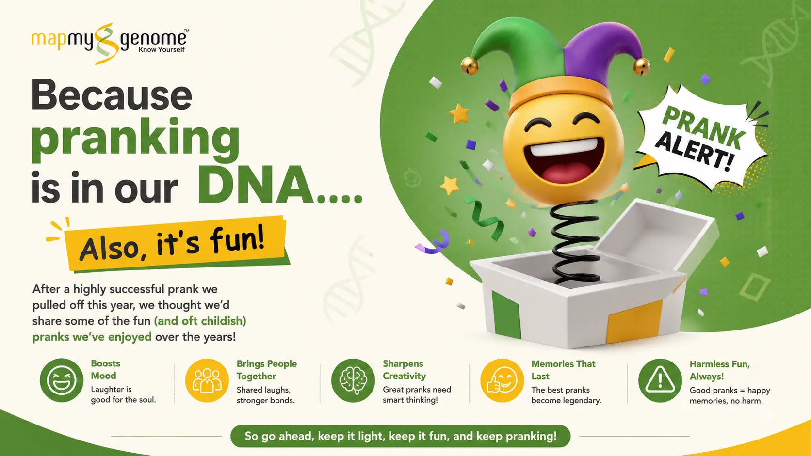 Because pranking is in our DNA….Also, it’s fun! - Mapmygenome