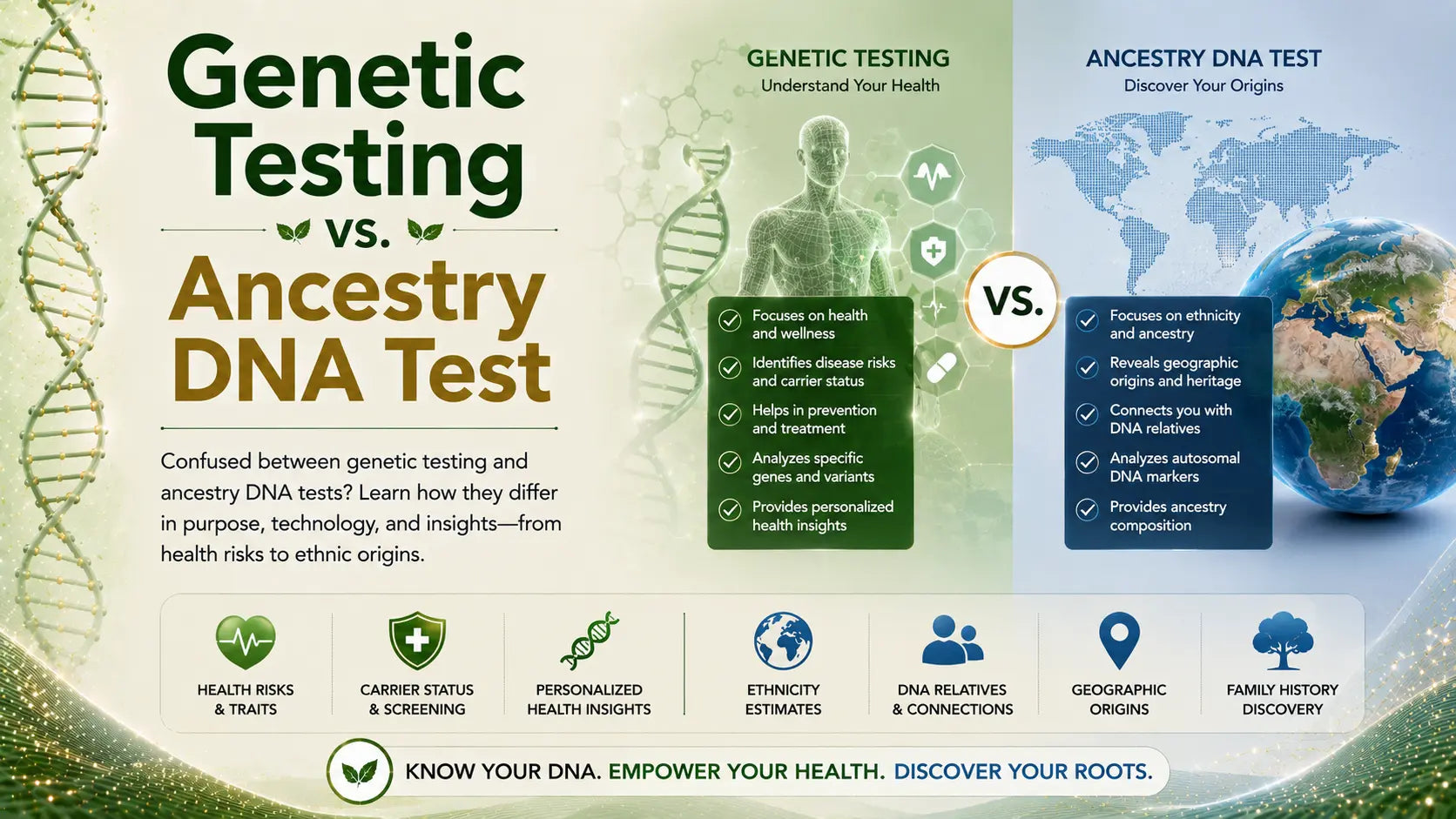 Genetic Testing vs. Ancestry DNA Test - Mapmygenome