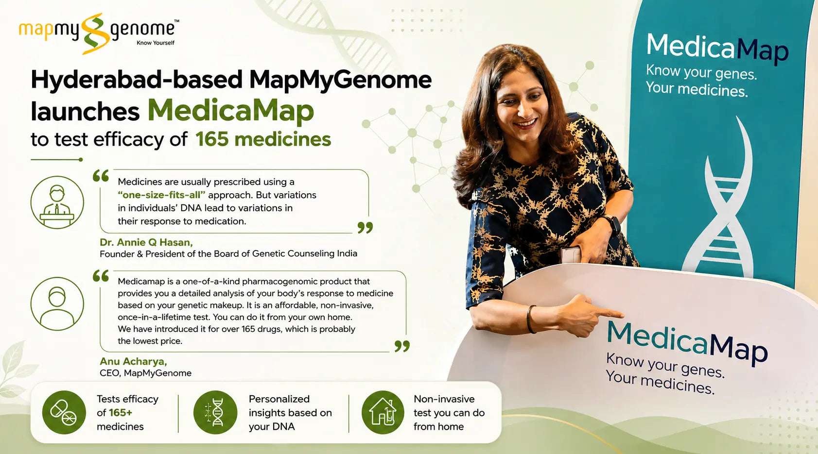 Hyderabad-based MapMyGenome launches MedicaMap to test efficacy of 165 medicines - Mapmygenome